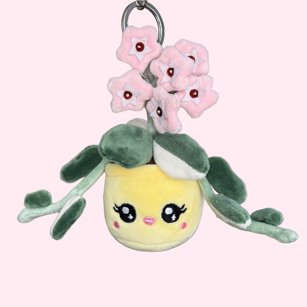 Hoya Carnosa ‘Krimson Queen’ Plush Keychain – 5 inch Variegated Houseplant Bag Charm