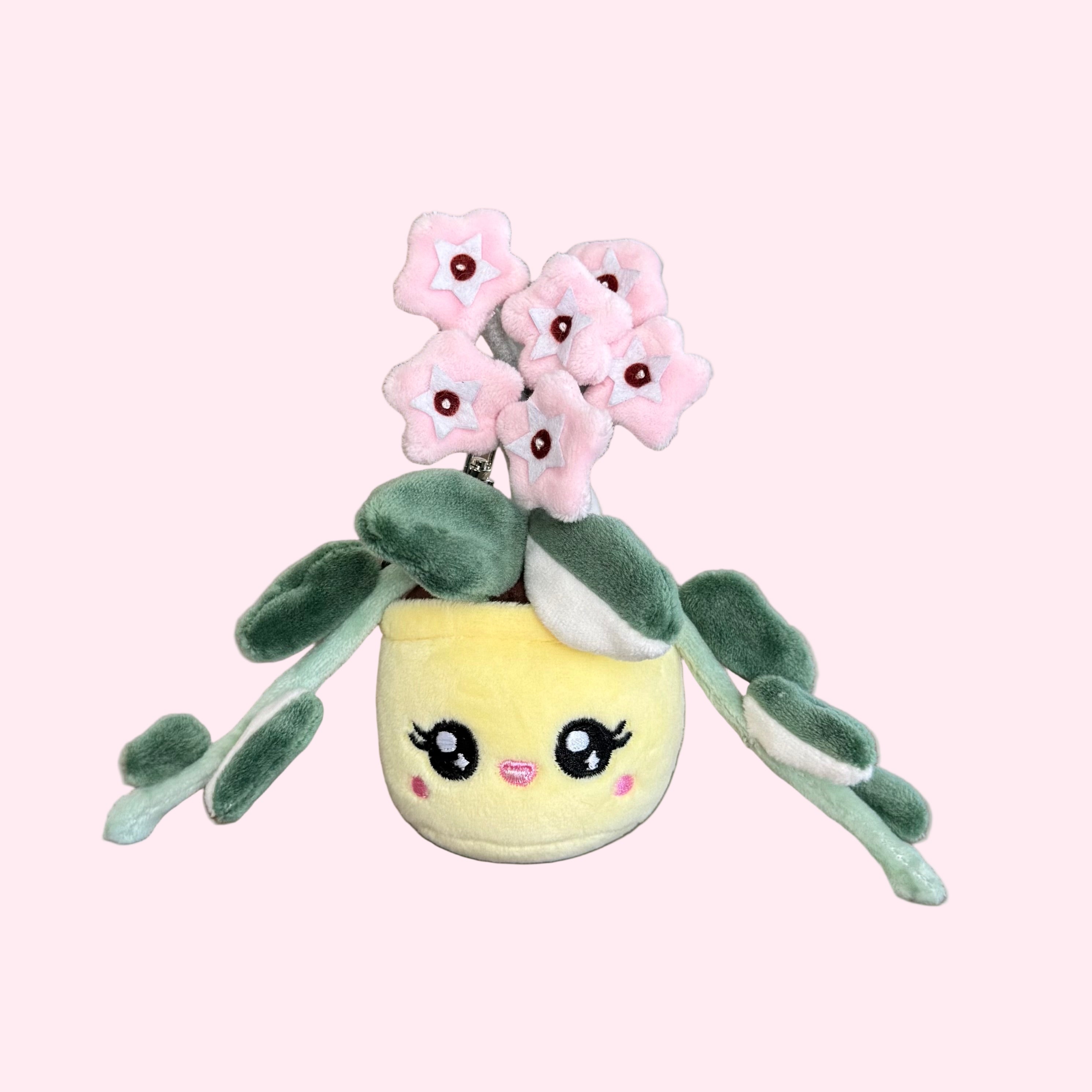 Hoya Carnosa ‘Krimson Queen’ Plush Keychain – 5 inch Variegated Houseplant Bag Charm